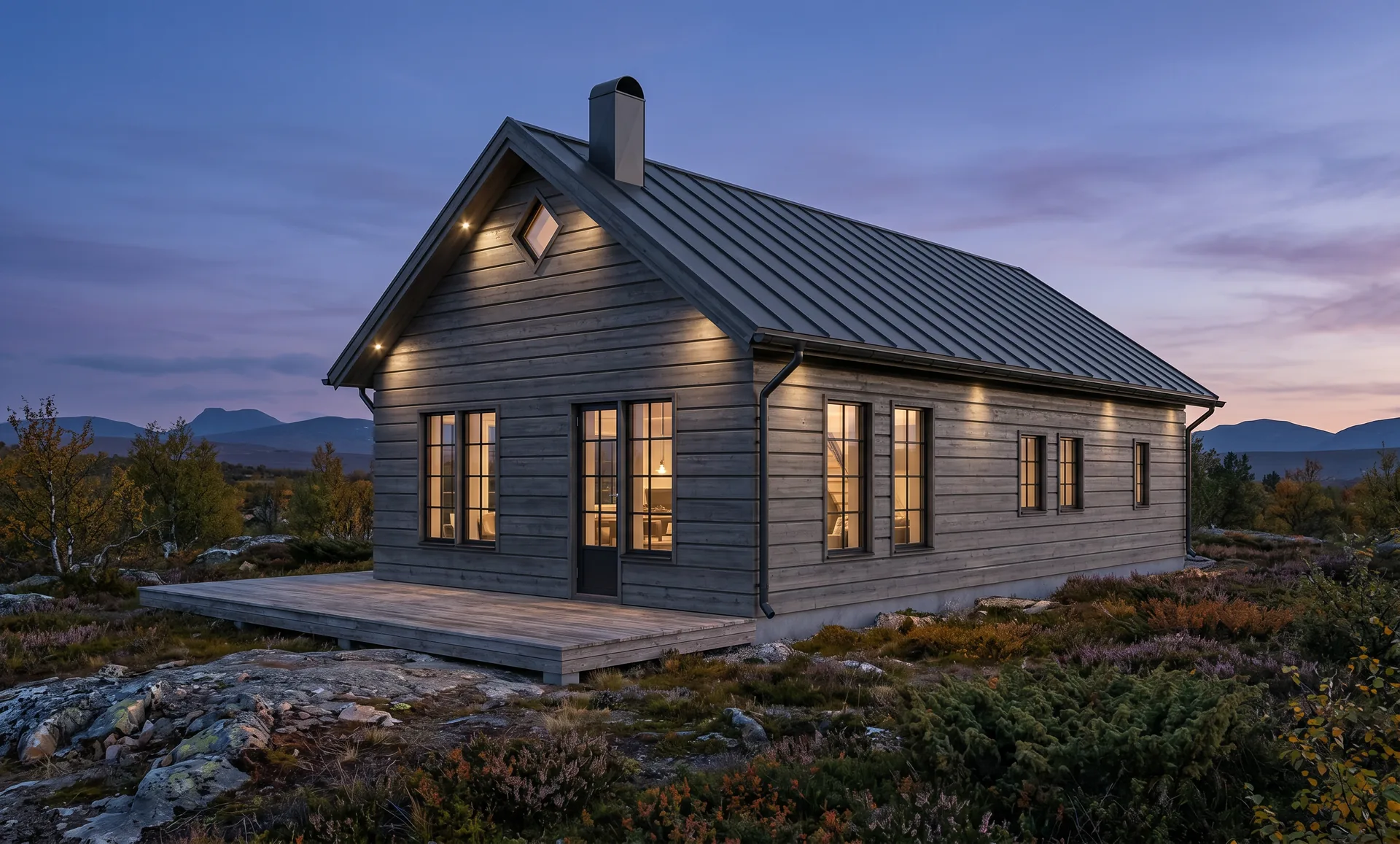 3D-rendering av nybyggt hus med moderna glaspartier